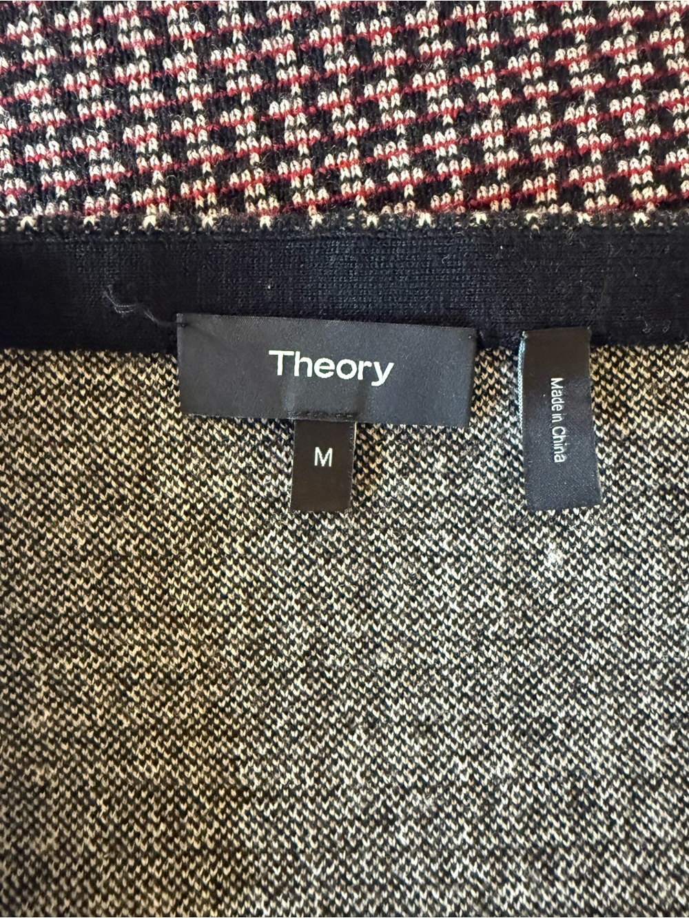 Theory Red and Black Houndstooth A-Line Mini Skirt - Picture 3 of 4